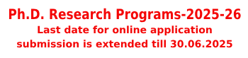 Admission Ph.D. Research Programs 2025-26